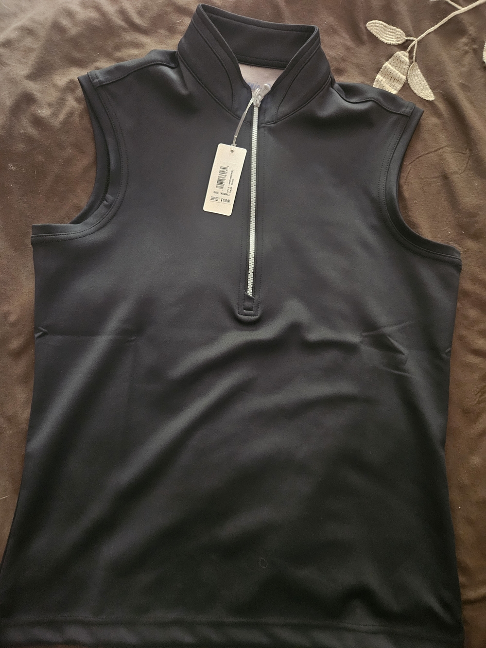 johnnie-O Black Sleeveless Half-Zip Performance Vest
